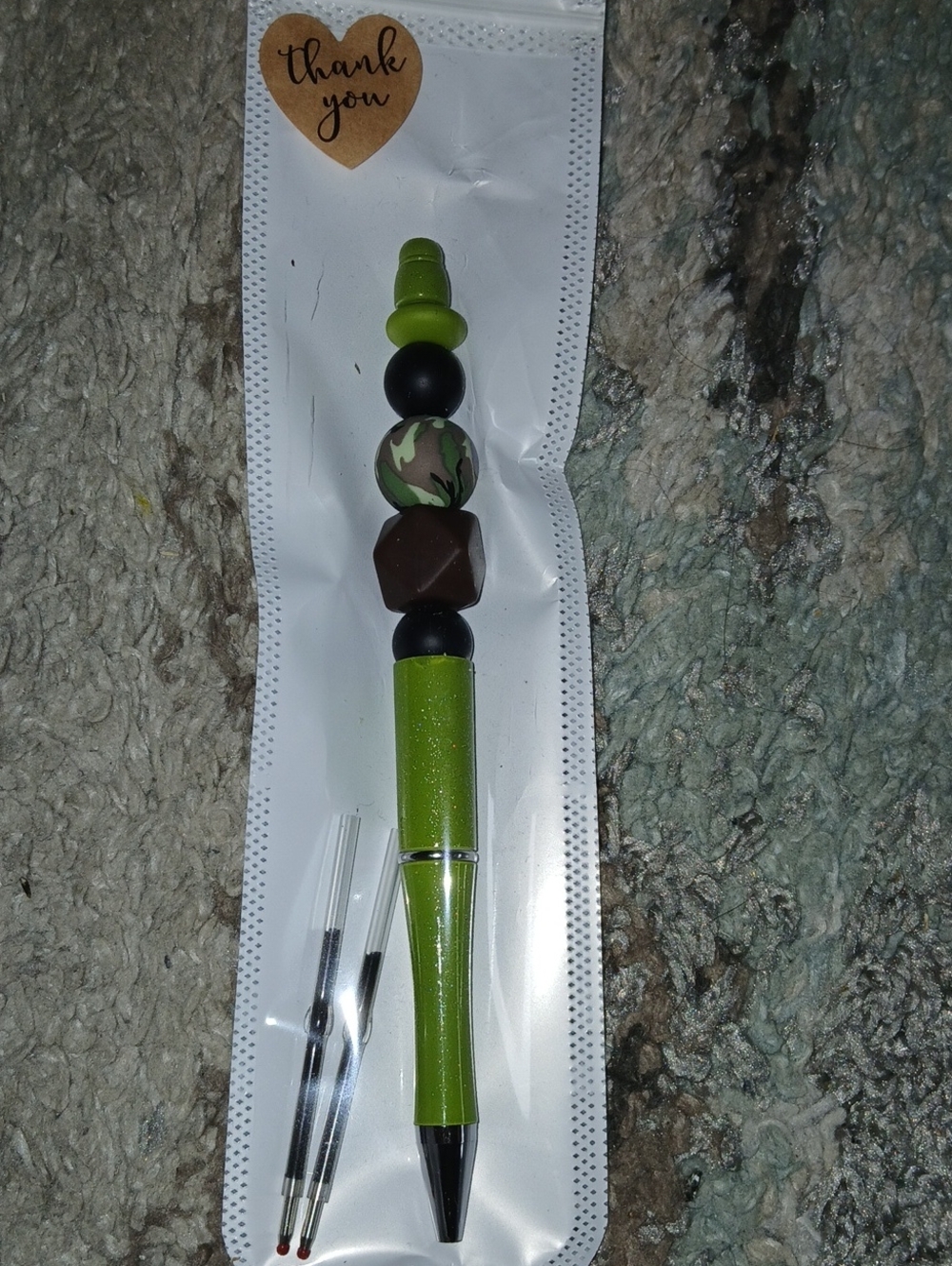 Green Beaded Ballpoint Pen with Refillable Ink - Women Accessories